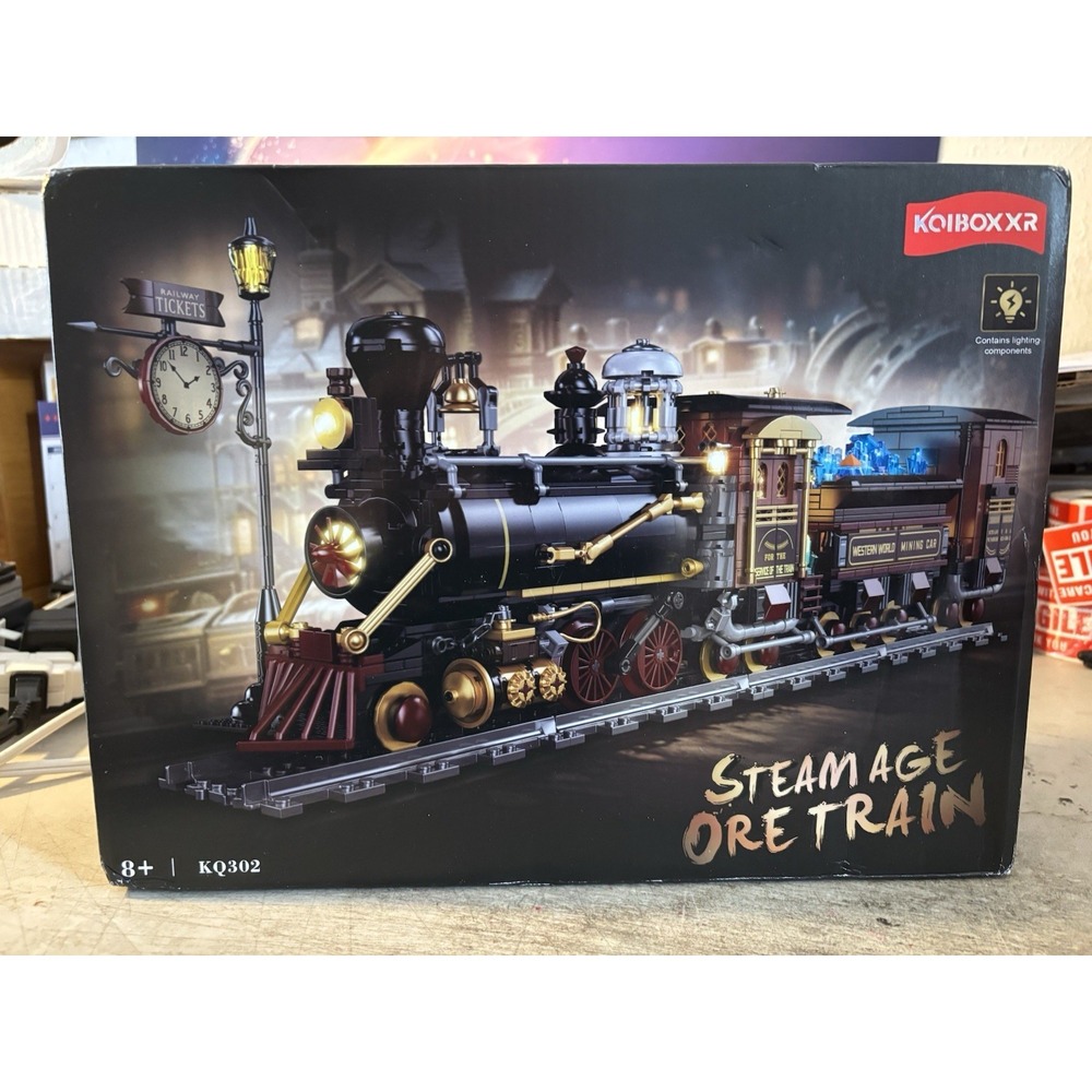 Steampunk Ore Train Building Brick Model Set w/ LED Lights 1402 Pieces
